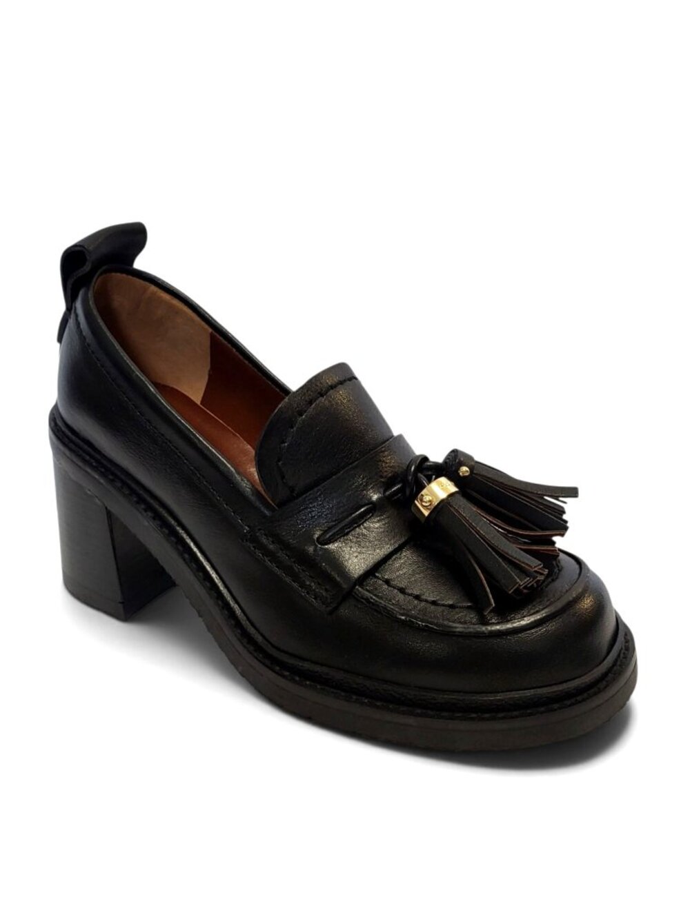 See by Chloé Skyie Black Leather Tassel Platform Loafers
